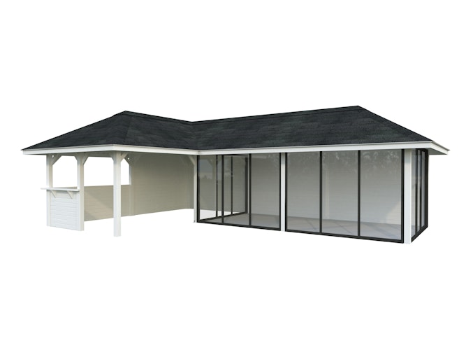 Palmako Pavillon Bianca 33,2 m² Set 521 Slide Plus mit Isolierglas-Schiebetüren