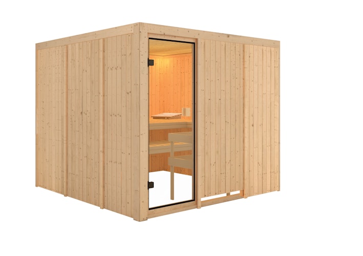Karibu Woodfeeling Sauna Arvika - 68 mm Aktionssauna inkl. gratis Sauna-Zubehörset im Wert von 234,94 €