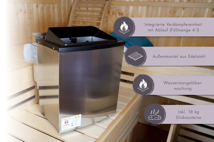 Karibu 9 kW Bio-Kombiofen Saunaofen anthrazit inkl. Steuergerät EASY weiß - Sparset