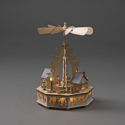 Konstsmide Weihnachtsbeleuchtung  LED Holzpyramide natur USB-Anschluss