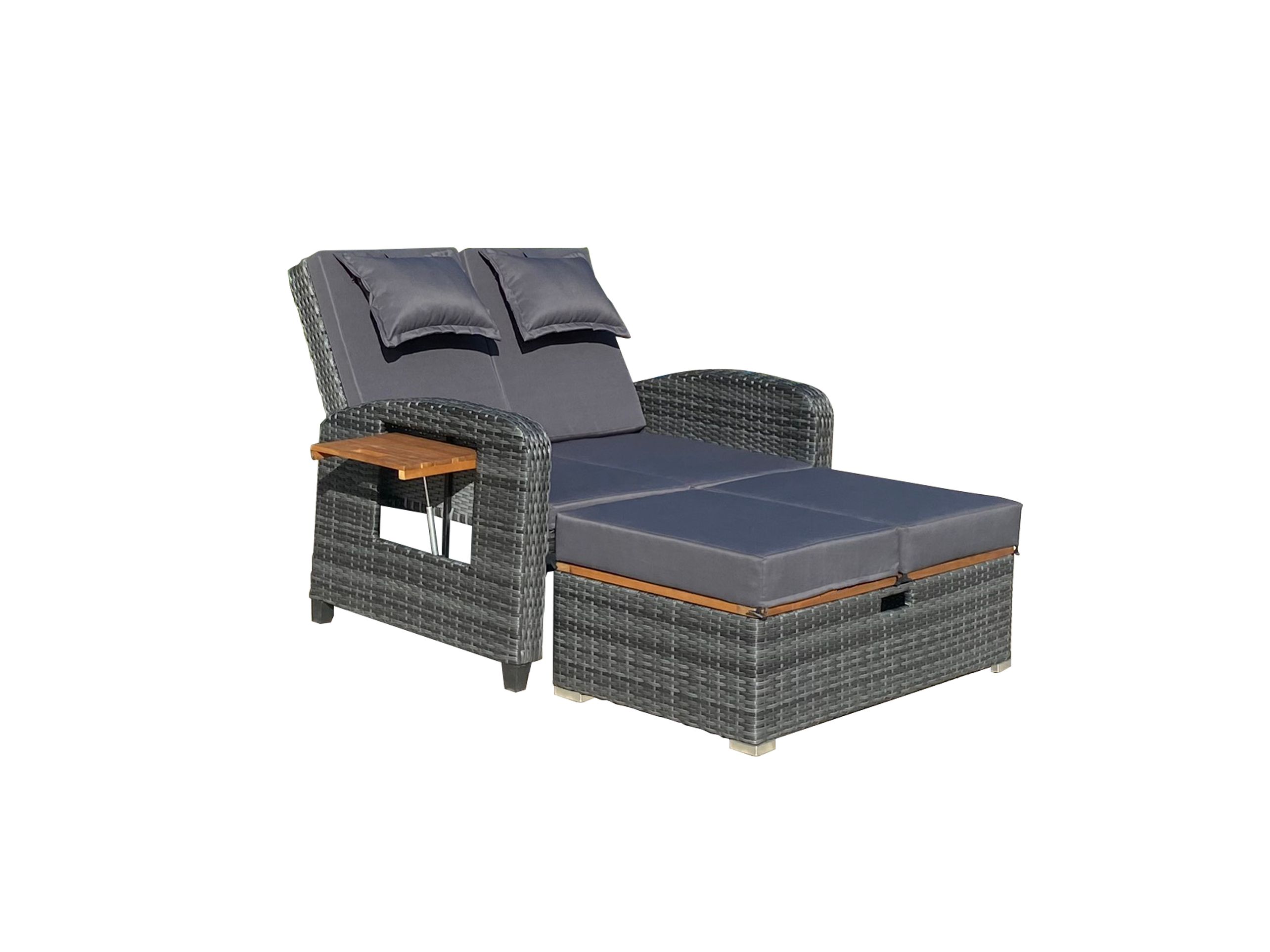 Garden Pleasure Funktionssofa BARI, Polyrattan Dunkelgrau / Kissen 100 % Polyester Dunkelgrau