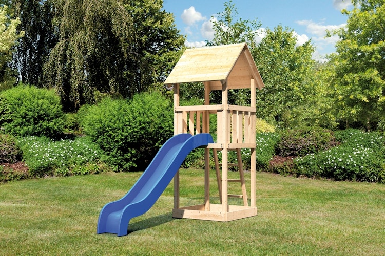 Akubi Kinderspielturm Lotti mit Satteldach inkl. Wellenrutsche (Set A)