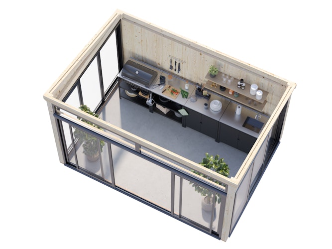 Palmako Glashaus Saga 11,6 m² Slide (Wintergartenanbau inkl. Rückwand)