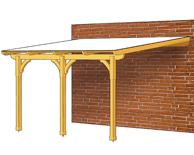 Skan Holz Terrassenüberdachung Rimini aus Douglasie mit Mittelpfosten Breite 434 cm