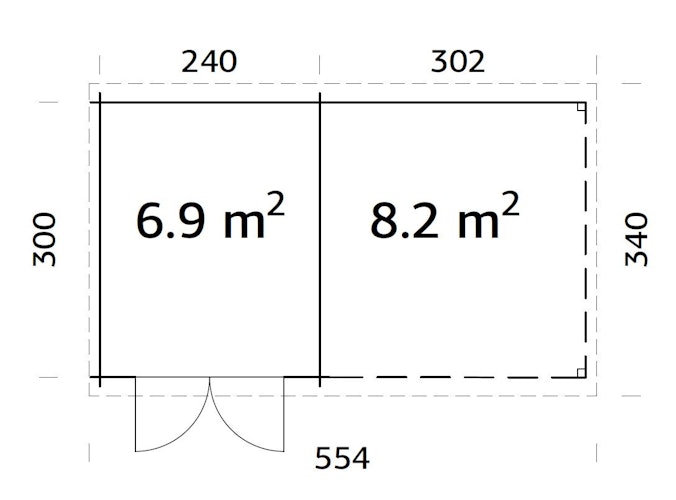 Palmako Gartenhaus Ella 6,9 + 8,2 m² - 28 mm