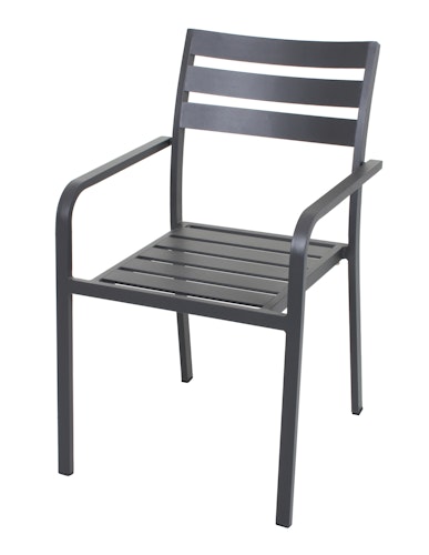 Garden Pleasure Gartenmöbel Set SILEA / TREVISO 02, Tisch 200 x 100 + 6 Stapelsessel, Aluminium / Nonwood