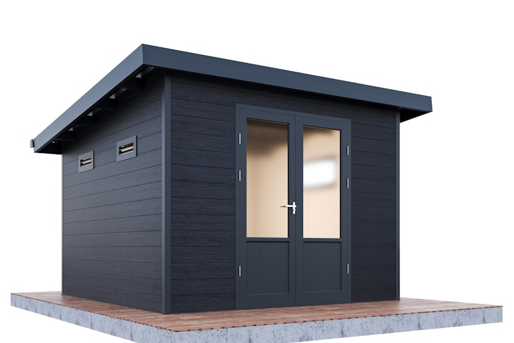 Wolff Finnhaus WPC Gartenhaus Style D / Terra 3030 Anthrazit/Hellgrau - 28 mm 