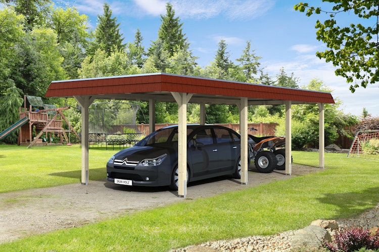 Skan Holz Wendland - Walmdach Carport aus Leimholz Breite 362 cm
