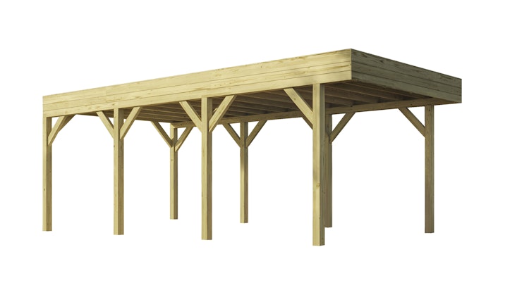 Weka Einzelcarport mit Vorbereitung zur Dachbegrünung 328 x 718 cm - kesseldruckimprägniert