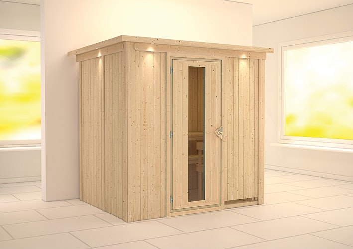 Karibu Sauna Bodin mit Fronteinstieg 68 mm inkl. gratis Sauna-Zubehörset im Wert von 234,94 €