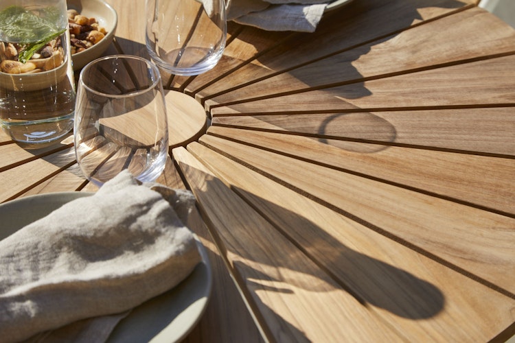 Cinas Kaffeetisch ELLEN, Ø 80 cm, Aluminium / Teak