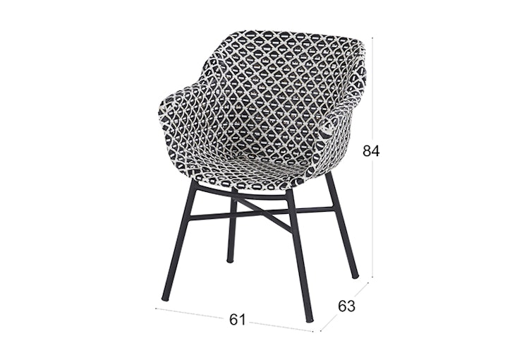 Hartman Dining Chair DELPHINE, Aluminium Carbon Black / Polyrattan White/Black - Abverkauf 