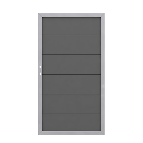TraumGarten Design WPC Alu Einzeltor Rahmen Silber (980 x 1800 mm)
