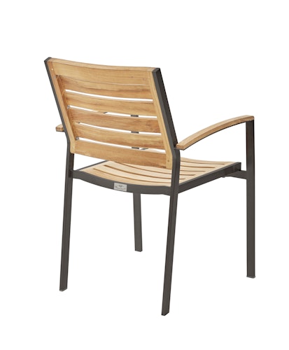 Diamond Garden Stapelstuhl TREVISO, Edelstahl Dunkelgrau / Premium Teak - Auslaufartikel