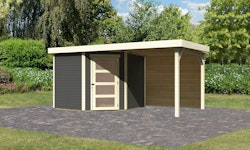 Karibu Woodfeeling Gartenhaus Schwandorf 3/5 inkl. 240 cm Schleppdach mit Rückwand - 19 mm