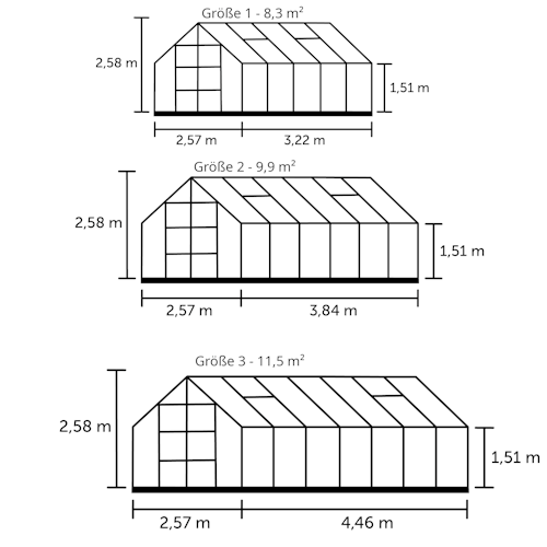Halls Gewächshaus Magnum - 8,3 m² / 9,9 m² / 11,5 m²
