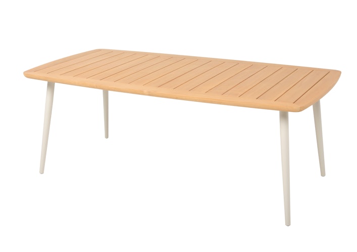 Garden Pleasure Gartenmöbel Set TULUM, Tisch 180 x 90 + 6 Sessel, Alu Sandbeige / Nonwood / Rope Beige / Kissen 100 % Polyester Beige