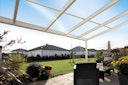 Vorschaubild Skan Holz Aluminium Terrassenüberdachung Modena Breite 434 cm mit Echtglas-Dach