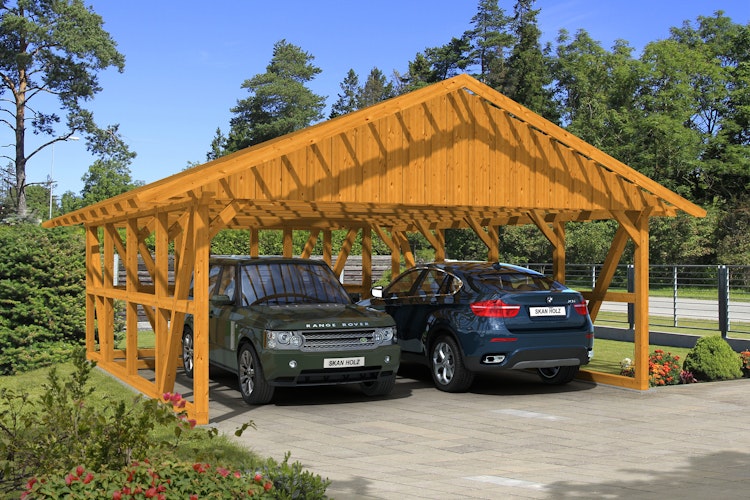 Skan Holz Schwarzwald - Satteldach Doppelcarport Breite 684 cm