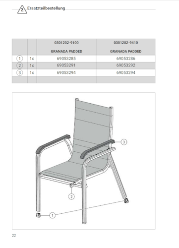 Kettler Ersatzteil Bodenschoner für Stapelsessel GRANADA & GRANADA PADDED, 4er Set
