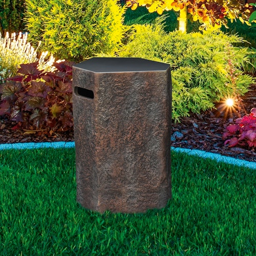 Gardenforma Abdeckung für Gasflaschen, Naturstein-Optik dunkel Faserbeton, für 11 kg Gasbehälter