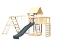 Vorschaubild Akubi Kinderspielturm Lotti mit Satteldach inkl. Wellenrutsche, Doppelschaukelanbau, Klettergerüst, Anbauplattform und Kletterwand