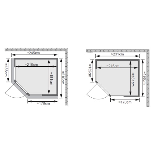 Karibu Amelia 3 - Sauna mit Eckeinstieg 68 mm inkl. gratis Sauna-Zubehörset im Wert von 234,94 €