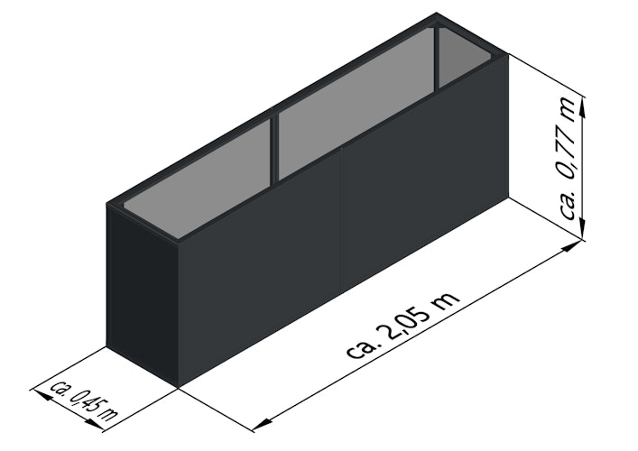 KGT Aluminium Hochbeet 210 - Profile anthrazit - B2,05 x T0,45 x H0,77 m - 590 l