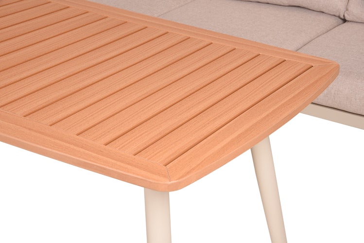Garden Pleasure Dining Lounge-Eckgruppe TULUM, Alu Sandbeige / Nonwood / Rope Beige / Kissen 100 % Polyester