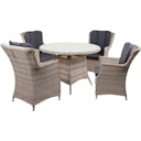 Vorschaubild Garden Pleasure Esstisch-Set DIJON, Tisch + 4 Stühle, Aluminium / Polyrattan / 100 % Polyester