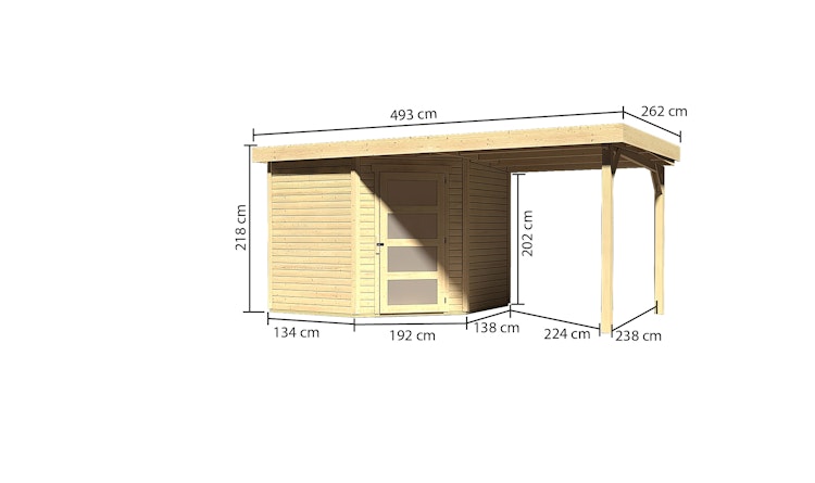 Karibu Woodfeeling Gartenhaus Schwandorf 3/5 inkl. 240 cm Schleppdach - 19 mm
