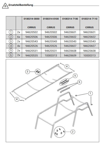 Kettler Ersatzteil Kederprofilstopfen für Stapelliege CIRRUS Silber, 4er Set