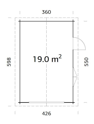 Palmako Garage Roger 19,0 m² - 44 mm - ohne Tor