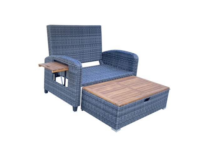 Garden Pleasure Funktionssofa BARI, Polyrattan Dunkelgrau / Kissen 100 % Polyester Dunkelgrau