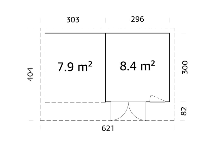 Palmako Gartenhaus Aurelia 8,4 + 7,9 m² - 44 mm