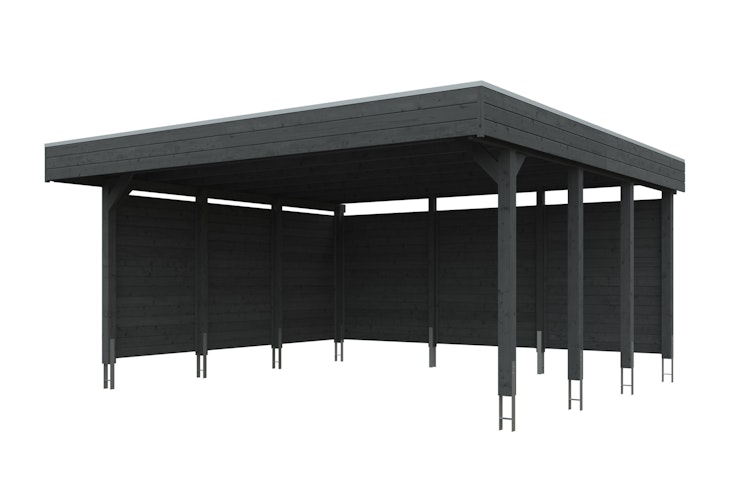 Skan Holz Carport Friesland 557x555 cm inkl. Rück- und Seitenwände Sparset 3