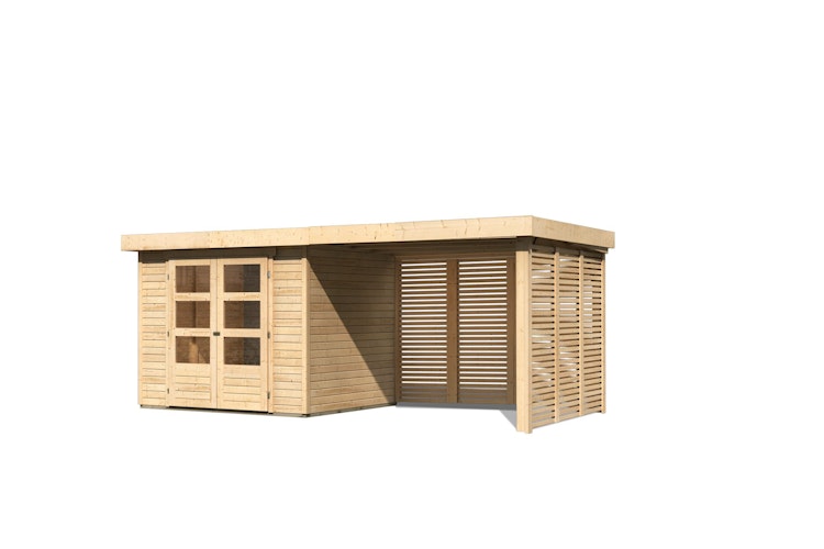 Karibu Woodfeeling Gartenhaus Askola 2/3/3,5/4/5 m. 275 cm Schleppdach/Seiten- und Rückwand in Lamellenoptik