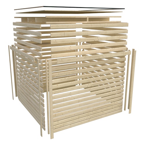 Karibu Design Gartenhaus Dice 1 mit Aluminium Schiebetür - 38 mm (Homeoffice-Gartenhaus)