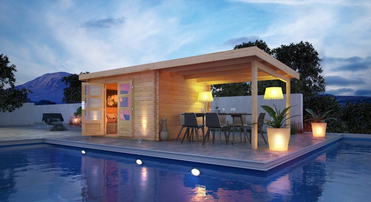 Karibu Woodfeeling Gartenhaus Bastrup 7 naturbelassen - 28 mm