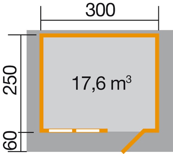 Weka 45 mm Gartenhaus 139 A mit Vordach (60 cm)