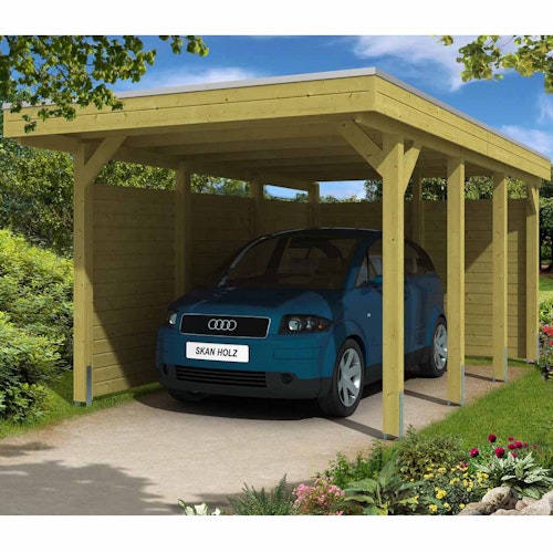 Skan Holz Carport Friesland 314x555 cm inkl. Rück- und Seitenwände Sparset 1