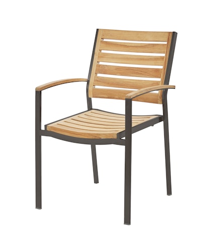 Diamond Garden Stapelstuhl TREVISO, Edelstahl Dunkelgrau / Premium Teak - Auslaufartikel