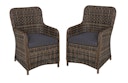 Vorschaubild Garden Pleasure Gartenmöbel Set BORDEAUX II, Tisch 200 x 100 + 6 Sessel, Polyrattan Nelkenbraun / Glasplatte / Kissen 100 % Polyester Dunkelgrau