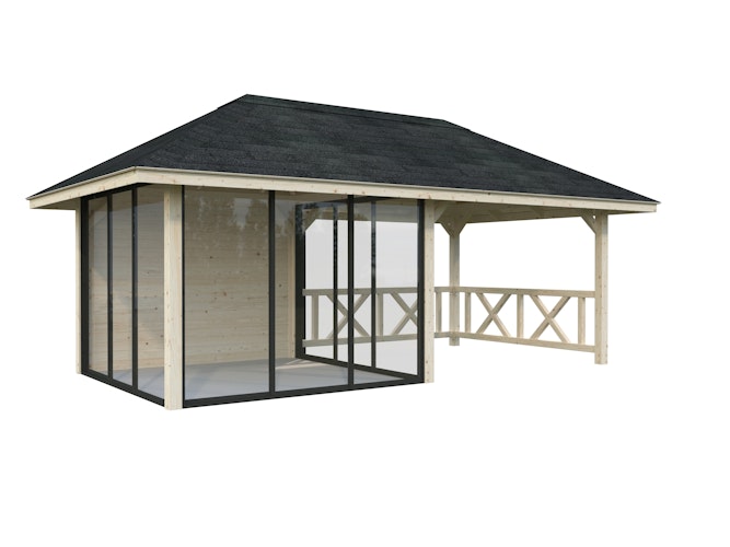 Palmako Pavillon Bianca 16,6 m² Set 504 Slide Plus mit Isolierglas-Schiebetüren