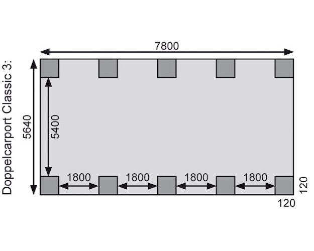 Karibu Carport Doppelcarport Classic Doppel 3 - kesseldruckimprägniert