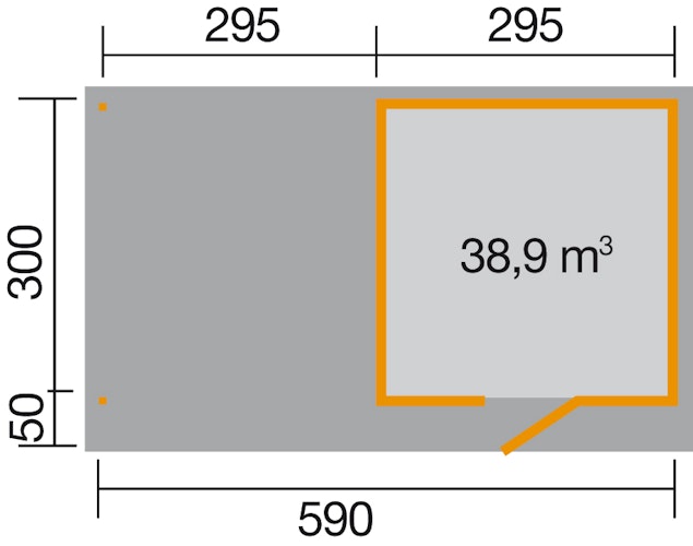 Weka Gartenhaus Designhaus wekaLine 172 B mit Anbau (295 cm)