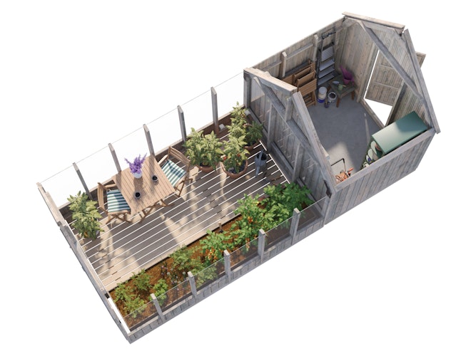 Palmako Glas- & Gerätehaus Emilia 8,2 + 4,0 m² - 18 mm