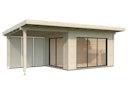 Vorschaubild PRE:GA Gartenhaus Blauen Leimholz mit Isolierglas-Schiebetüren mit-Schleppdach 700 x 300 cm