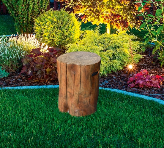 Gardenforma Sitzhocker Warren in brauner Baumstamm-Optik aus Eco-Stone