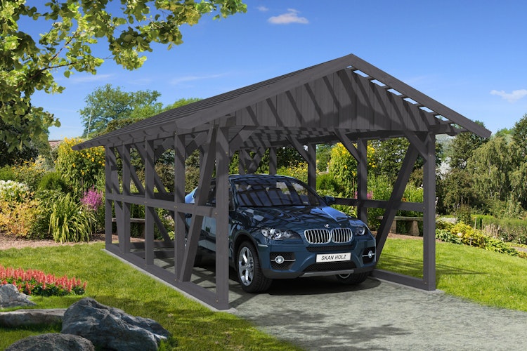 Skan Holz Schwarzwald - Satteldach Einzelcarport Breite 424 cm